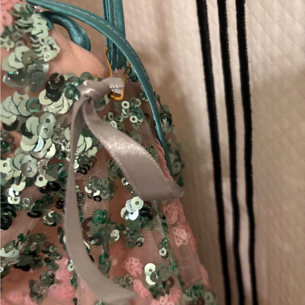 Sequin Evening Gown in Pink and Green - Picture 4 of 9